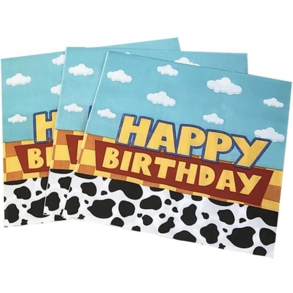 Cartoon Story Birthday Banner &‎ Cow Print Napkins Set - Picture 5 of 10